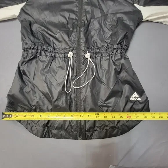 Adidas Lightweight Hooded Windbreaker Running Jacket Black XS - Picture 7 of 10